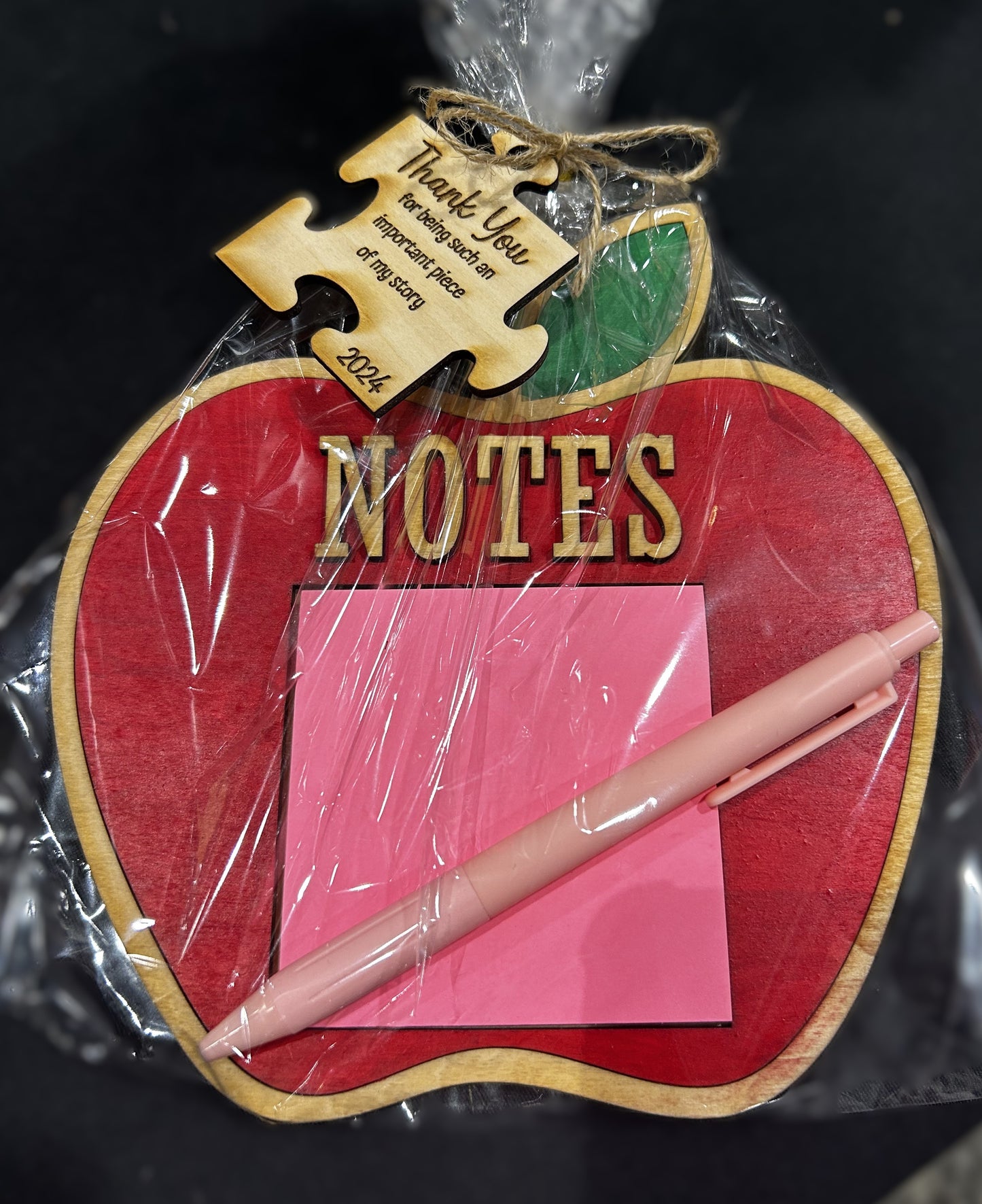 Wooden Apple Post-it Note Holder Set